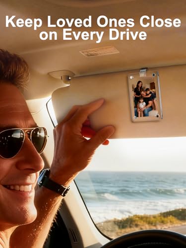 Biubee 3.5'' x 2.4'' Car Picture Holder Visor Photo Clip - Acrylic Magnetic Car Picture Frame Birthday Gifts, Cars Decor Interior Accessories, Father's Day Meaningful Gifts for Men Dad Him Husband, 1 Pack - Image 2