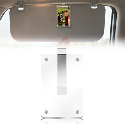 Biubee 3.5'' x 2.4'' Car Picture Holder Visor Photo Clip - Acrylic Magnetic Car Picture Frame Birthday Gifts, Cars Decor Interior Accessories, Father's Day Meaningful Gifts for Men Dad Him Husband, 1 Pack - Image 1