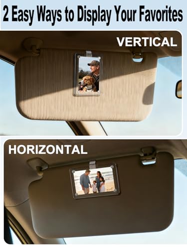 Biubee 3.5'' x 2.4'' Car Picture Holder Visor Photo Clip - Acrylic Magnetic Car Picture Frame Birthday Gifts, Cars Decor Interior Accessories, Father's Day Meaningful Gifts for Men Dad Him Husband, 1 Pack - Image 4