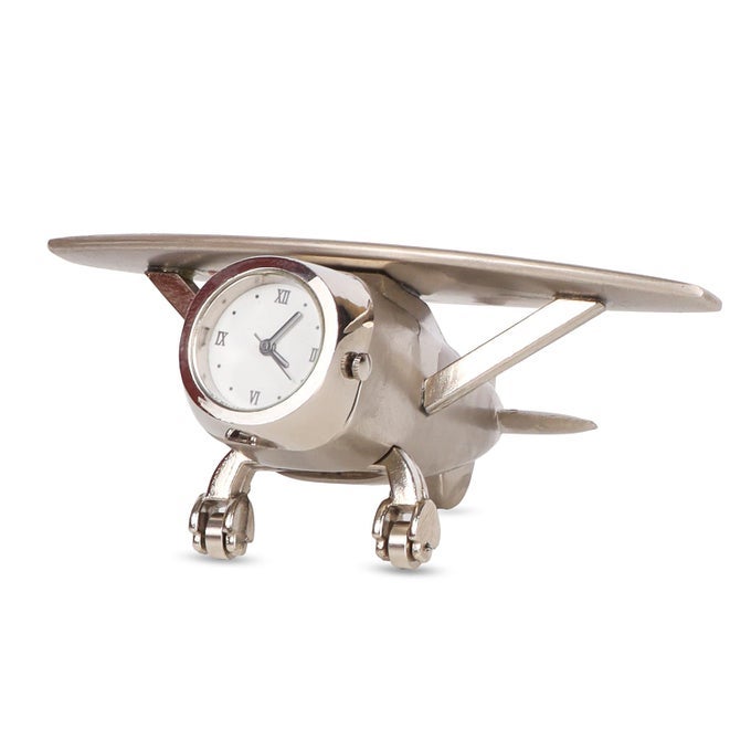 AEROPLANE MINIATURE METAL BODY WITH ROATATING WHEELS SMALL TABLE CLOCK DESK CLOCK FOR STUDY TABLE BEST TIME PIECE FOR LIVING ROOM PERFECT SMALL CLOCK FOR KITCHEN