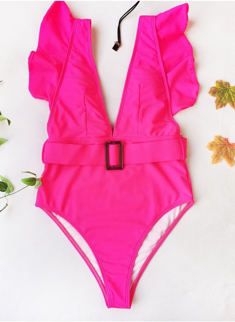 Hat Trick - One Piece Ruffle Swimsuit – Pink - Image 1