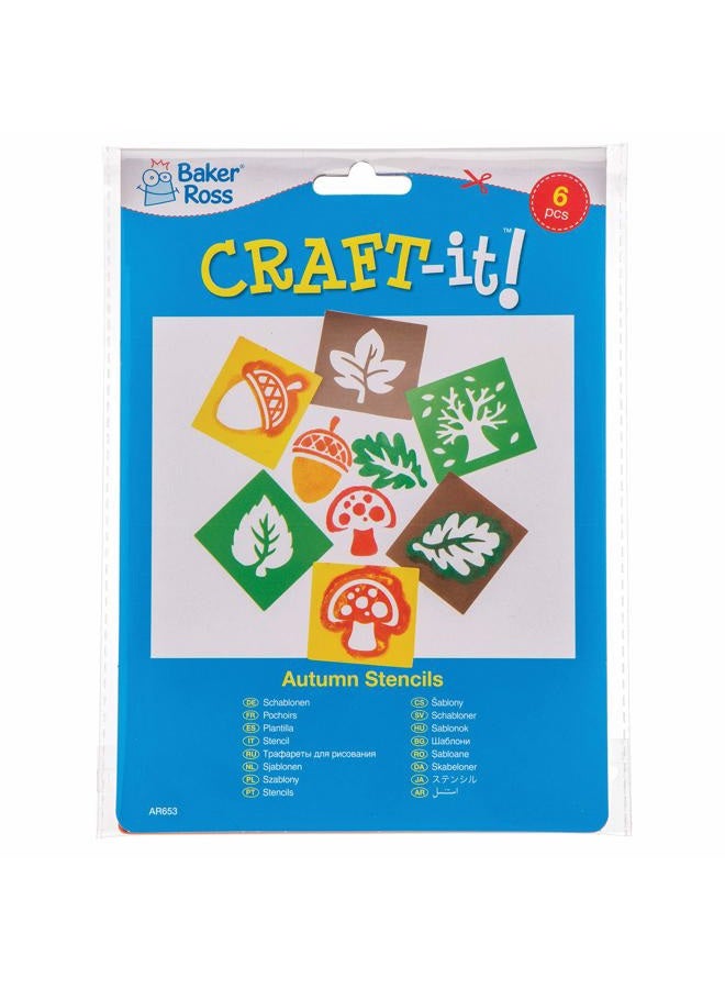 Baker Ross AR653 Autumn Stencils - Pack of 6, Fall Decorations and Children's Painting - Image 3