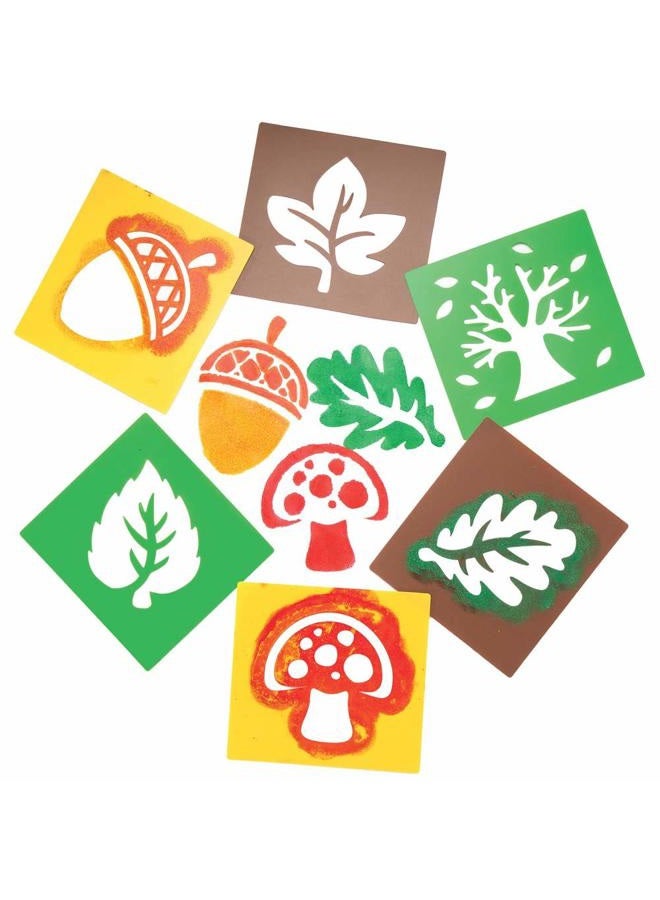 Baker Ross AR653 Autumn Stencils - Pack of 6, Fall Decorations and Children's Painting - Image 1