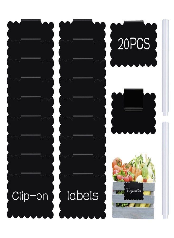 badigo 20 Basket Labels Clip On, Reusable Labels for Storage Bins, Removable Bin Labels Pantry Labels, Kitchen Closet Baskets and Storage Basket Holders with 2 White Chalk Markers - Image 1
