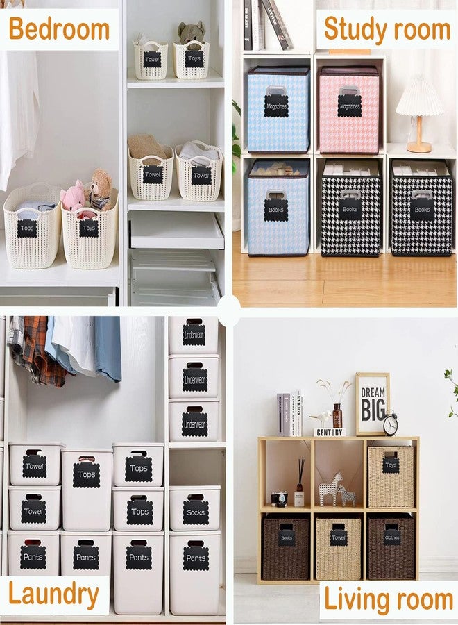 badigo 20 Basket Labels Clip On, Reusable Labels for Storage Bins, Removable Bin Labels Pantry Labels, Kitchen Closet Baskets and Storage Basket Holders with 2 White Chalk Markers - Image 5
