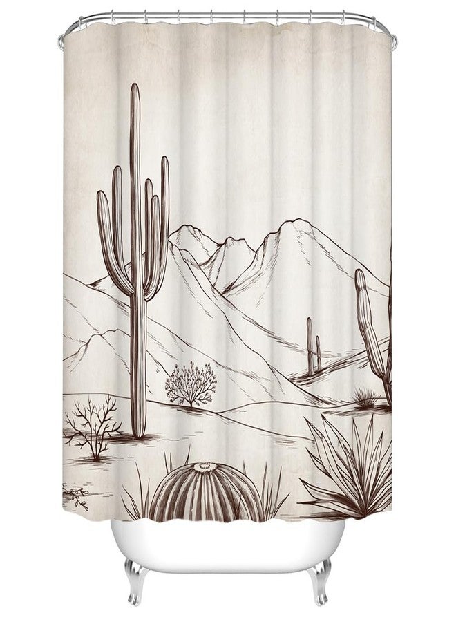 RnnJoile Western Shower Curtain Rustic Cactus Desert Bathroom Curtain Vintage Minimalist Southwest Aztec Bathroom Decor 72"x72" with Hooks - Image 5