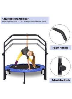 Sky Land Foldable Mini Trampoline For Adults/Kids | Fitness Trampoline Rebounder With Adjustable Foam Handle | 150kg Max User Weight  - Image 3