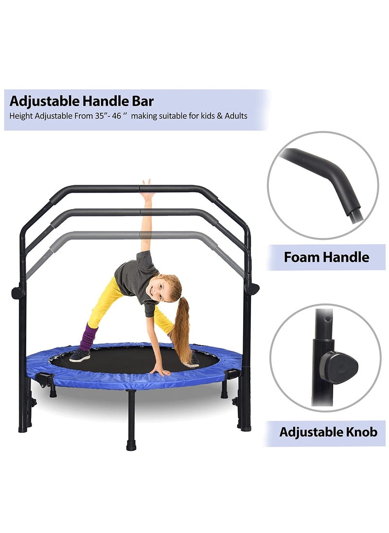 Sky Land - Foldable Mini Trampoline For Adults/Kids | Fitness Trampoline Rebounder With Adjustable Foam Handle | 150kg Max User Weight - Image 1