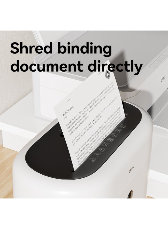 Deli ET001-UK small shredder, T001-UK, Paper Shredder, 6 Sheets/15L/425mm/5min Continuous Run, White - Image 3