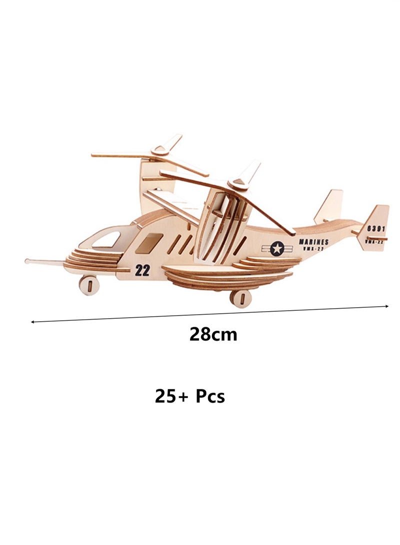 Children's Educational Toy Laser Wooden 3D Assembly Model Robot(Osprey transport aircraft 28Pcs) - Image 2