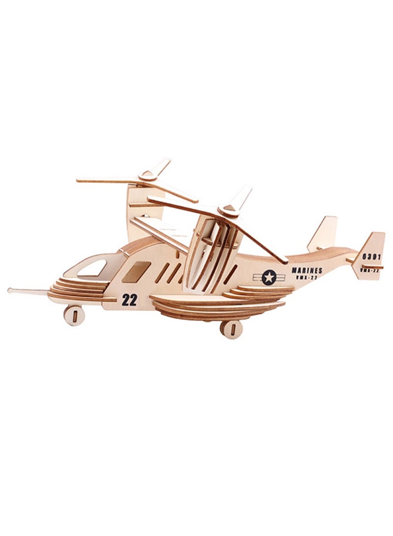 Children's Educational Toy Laser Wooden 3D Assembly Model Robot(Osprey transport aircraft 28Pcs) - Image 1