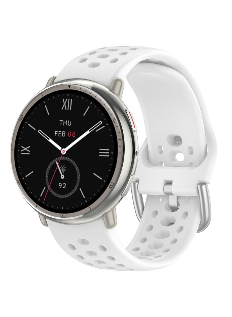 Strap for Amazfit Active 2 TPU Soft Silicone Anti-Slip 20mm Adjustable Replacement Strap Compatible with Amazfit Active 2 Smartwatch (White) - Image 1