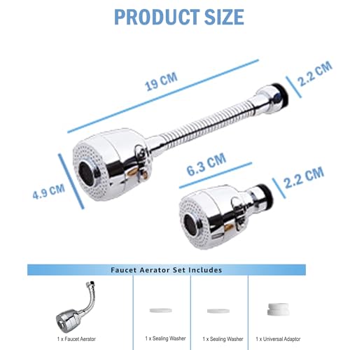 Styxon Sink Faucet Sprayer Attachment 360 Rotatable Kitchen Tap Head Replacement,Anti-Splash Faucet Nozzle Head With Hose And Universal Connector | Silver - 6.5 X 10 X 1 Inch - Image 5