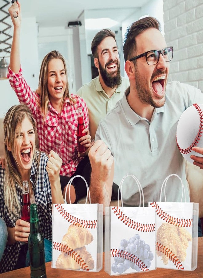 PLUVAVA 16 Pieces Baseball Clear Gift Bags Baseball Transparent Treat Goodie Bags Sport Clear PVC Snack Bag with Handles for Sports Team Birthday Holiday Party Decorations Supplies (Baseball - Image 4