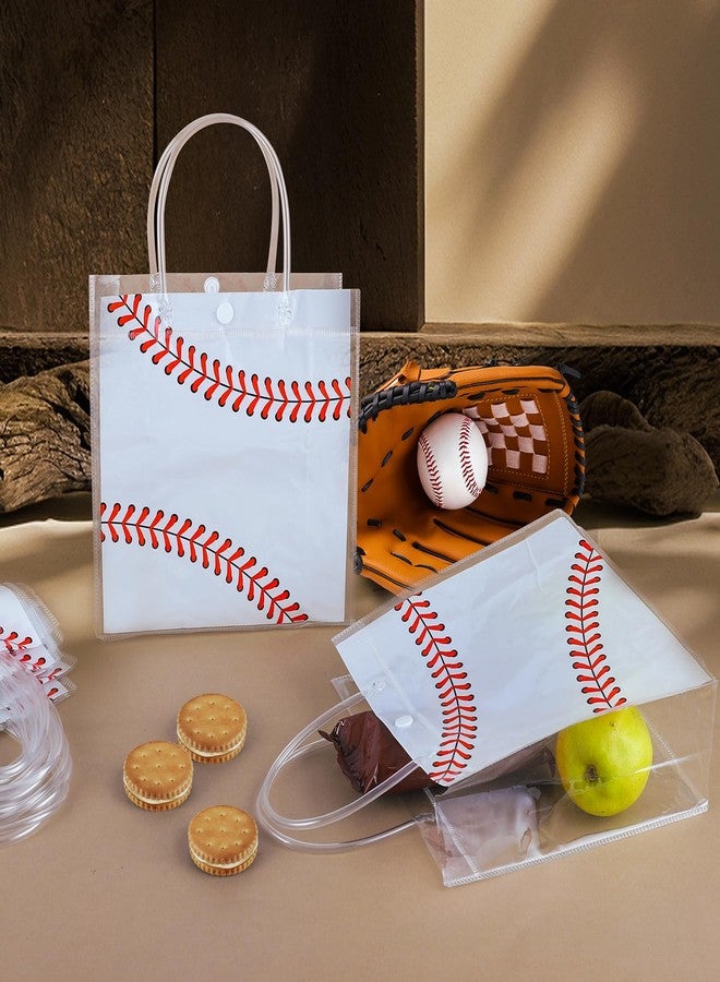 PLUVAVA 16 Pieces Baseball Clear Gift Bags Baseball Transparent Treat Goodie Bags Sport Clear PVC Snack Bag with Handles for Sports Team Birthday Holiday Party Decorations Supplies (Baseball - Image 3