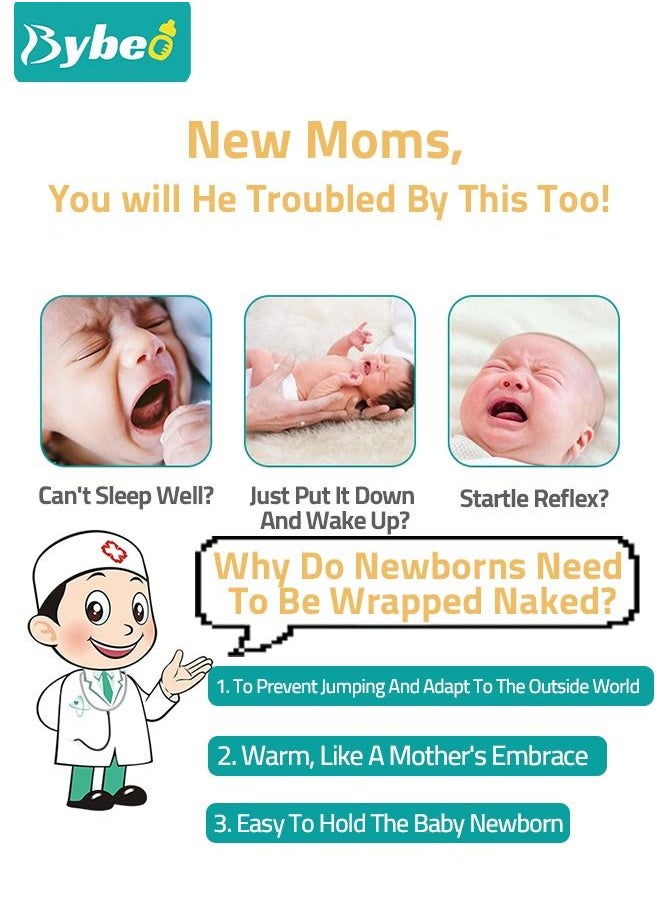 Bybeo - 6 PCS Baby Swaddle Blanket Wrap Cap Set Newborn Infant Sleep Sack With Caps 100% Breathable Cotton 0-6 Month - Image 1