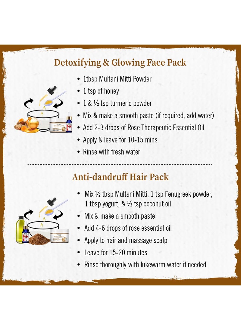 KEYA SETH AROMATHERAPY, DEVICE OF DROP Keya Seth Aromatherapy Multani Mitti Powder Face Pack for Women Men Brightening Glowing Skin 100gm  - Image 5