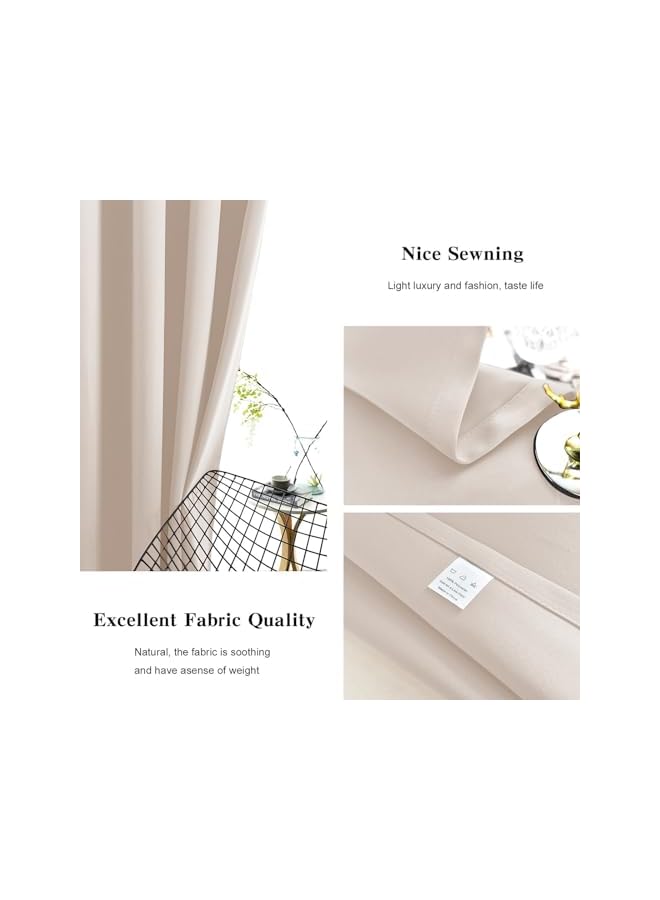 The Bros Blackout Curtains for Bedroom and Living Room - 2 Panels Set Thermal Insulated Room Darkening Curtains, Grommet Window Drapes (Light Pink, W 150 x H270cm, 2 Pieces) - Image 2