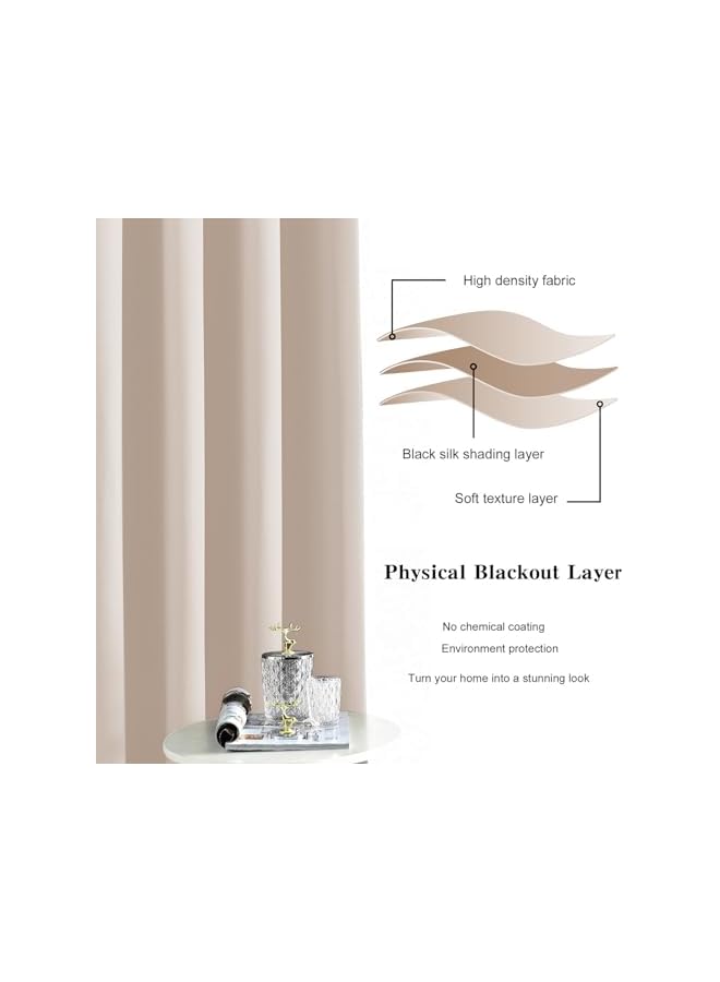 The Bros Blackout Curtains for Bedroom and Living Room - 2 Panels Set Thermal Insulated Room Darkening Curtains, Grommet Window Drapes (Light Pink, W 150 x H270cm, 2 Pieces) - Image 3