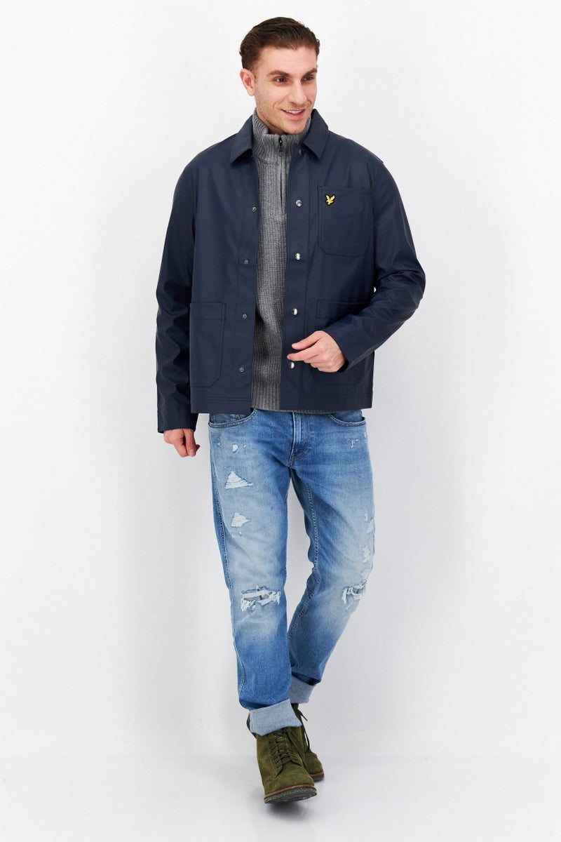 Lyle & Scott Men Embroidered Logo Long Sleeve Windbreaker Jacket, Navy  - Image 4