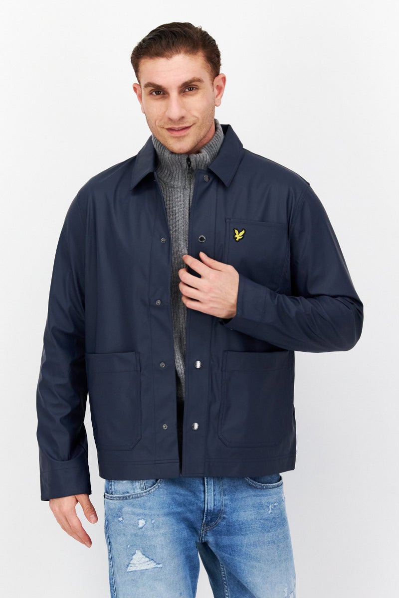 Lyle & Scott Men Embroidered Logo Long Sleeve Windbreaker Jacket, Navy  - Image 1