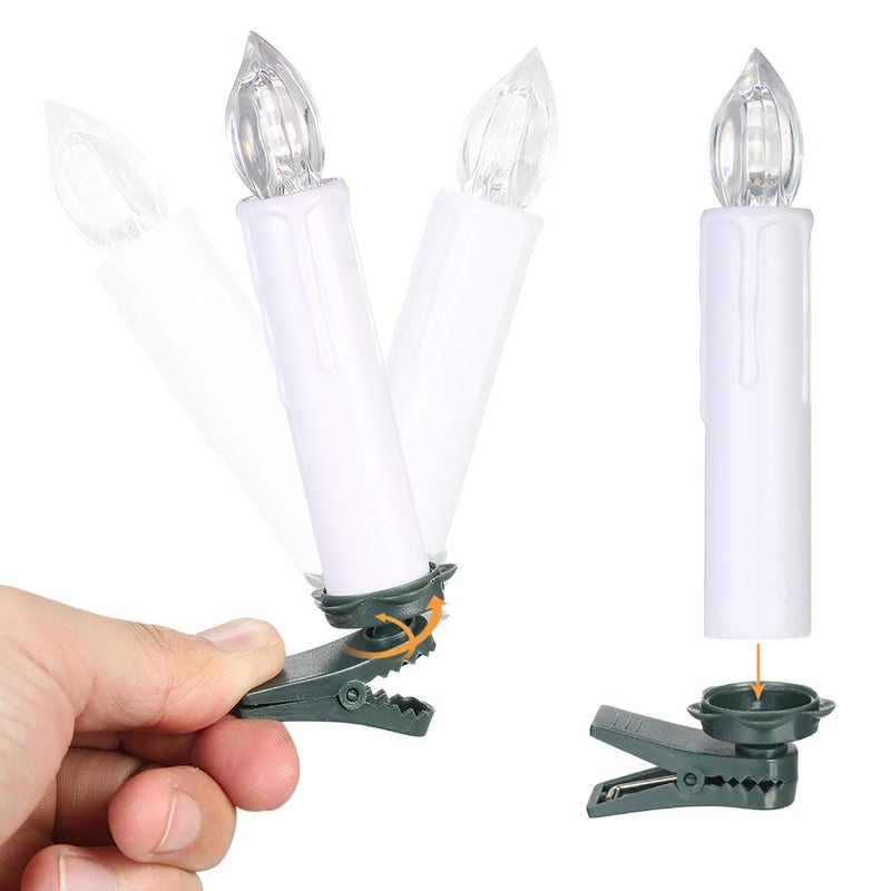 20 PCS Flameless Candles with Remote Control Realistic Warm White LED Candles Battery Powered Christmas Tree Flickering Taper Candle Lights with Clips for Wedding Party Decoration - Image 5