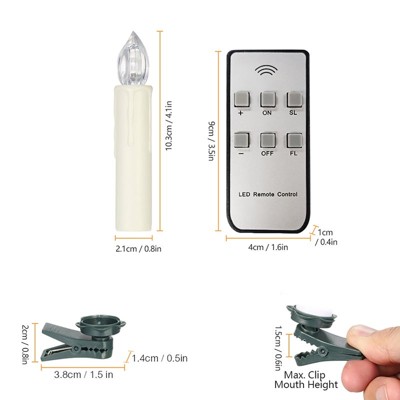 20 PCS Flameless Candles with Remote Control Realistic Warm White LED Candles Battery Powered Christmas Tree Flickering Taper Candle Lights with Clips for Wedding Party Decoration - Image 4