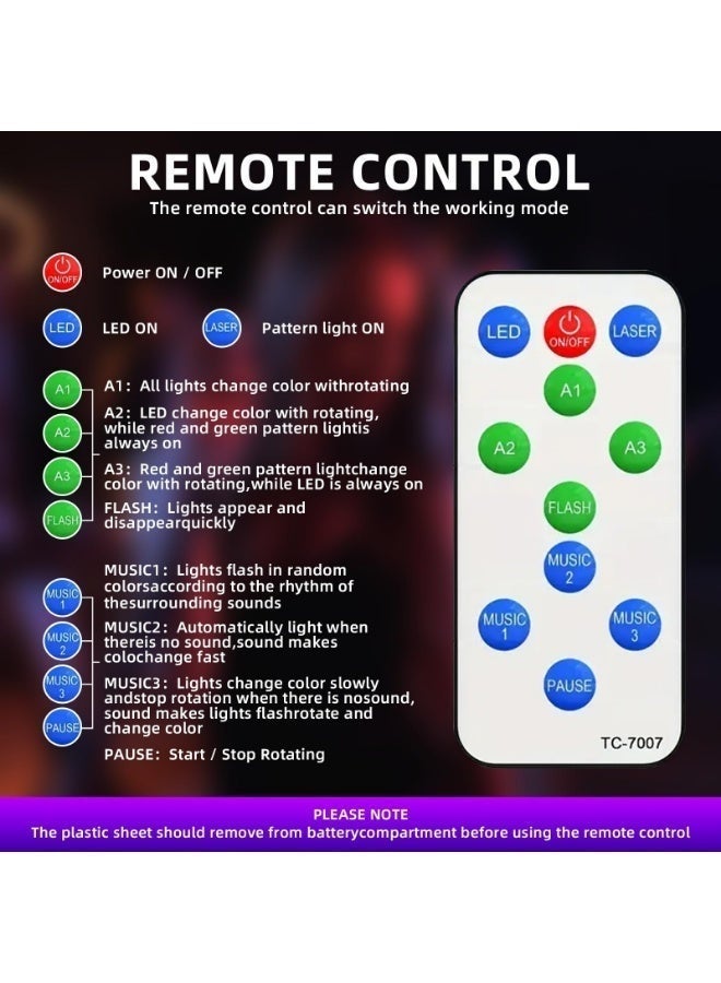 Arabest Party Lights, Dj Disco Ball Light, Strobe Stage Laser Lights Projector with Remote Control for Festivals Atmosphere Birthday Party Decorations（Plastic Shell） - Image 3