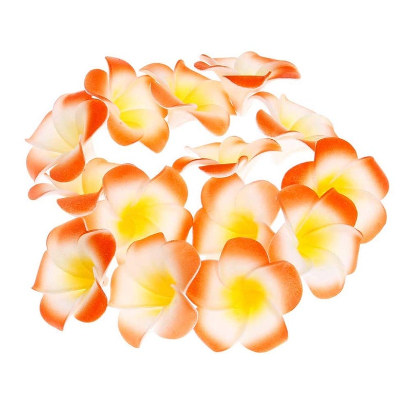 Pursuestar Pursuestar 100Pcs Orange Foam Hawaiian Frangipani Artificial Plumeria Flower Petals Cap Hair Hat Wreath Floral DIY Home Wedding Decoration 5cm  - Image 1