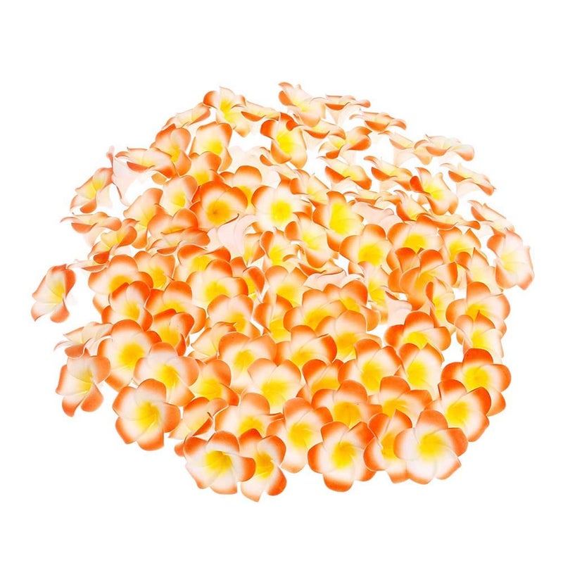 Pursuestar Pursuestar 100Pcs Orange Foam Hawaiian Frangipani Artificial Plumeria Flower Petals Cap Hair Hat Wreath Floral DIY Home Wedding Decoration 5cm  - Image 4