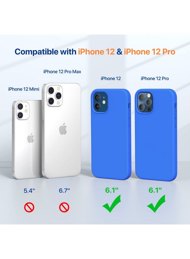 ميراكيس جراب Miracase متوافق مع iPhone 12 وiPhone 12 Pro، جراب من المطاط السائل من السيليكون لحماية الجسم بالكامل ضد الصدمات والسقوط لهاتف iPhone 12/12 Pro مقاس 6.1 بوصة (أزرق متوسطي) - Image 2