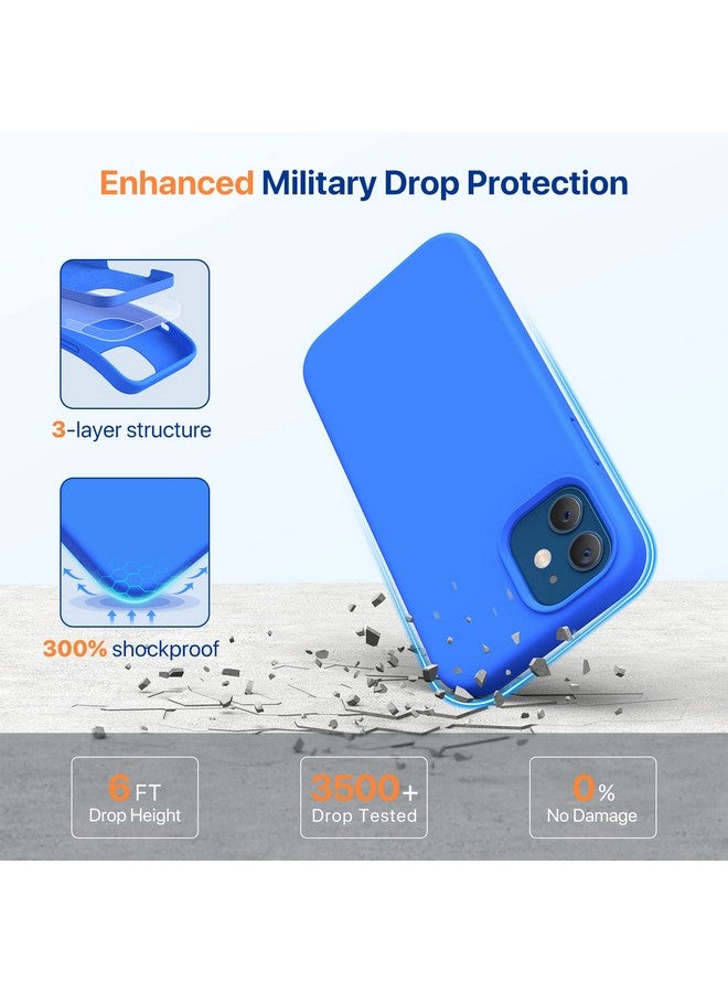 ميراكيس جراب Miracase متوافق مع iPhone 12 وiPhone 12 Pro، جراب من المطاط السائل من السيليكون لحماية الجسم بالكامل ضد الصدمات والسقوط لهاتف iPhone 12/12 Pro مقاس 6.1 بوصة (أزرق متوسطي) - Image 4