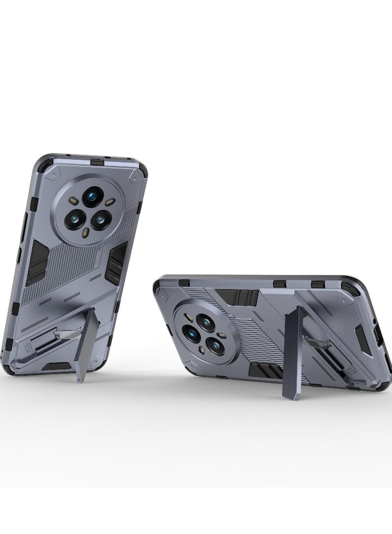 Phone Case Cover TPU+PC With stand in Back shock resistant compatible with Realme 14 Pro Plus( Grey ) - Image 2