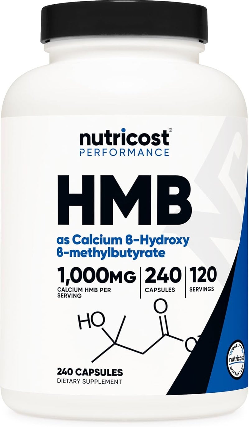 Nutricost HMB BetaHydroxy BetaMethylbutyrate 1000mg 240 Capsules  500mg Per Capsule 120 Servings  Gluten Free and NonGMO - Image 1