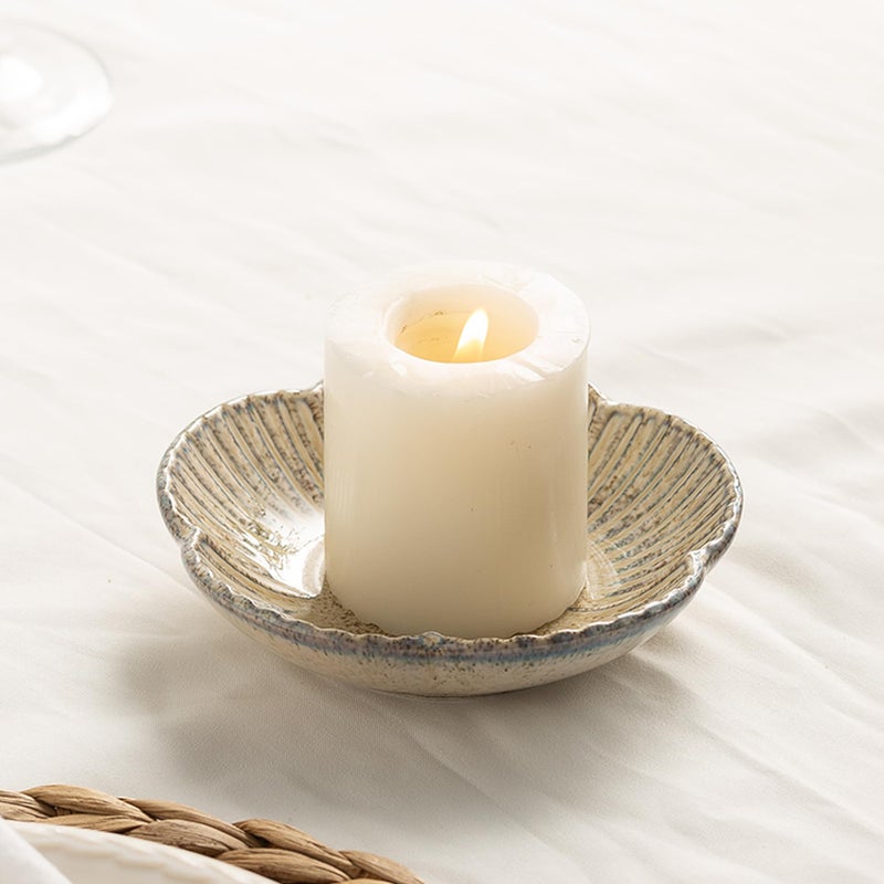 BEUNAIZER Ceramic Pillar Candle Holder Plates, Decorative Candlestick Holder, Tea Light Incense Santo Palo Holders, for Dinning, Party, Wedding, Birthday, Anniversary Decorations, 1pack (Camel) - Image 1