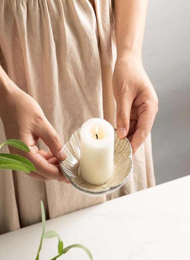 BEUNAIZER Ceramic Pillar Candle Holder Plates, Decorative Candlestick Holder, Tea Light Incense Santo Palo Holders, for Dinning, Party, Wedding, Birthday, Anniversary Decorations, 1pack (Camel) - Image 2