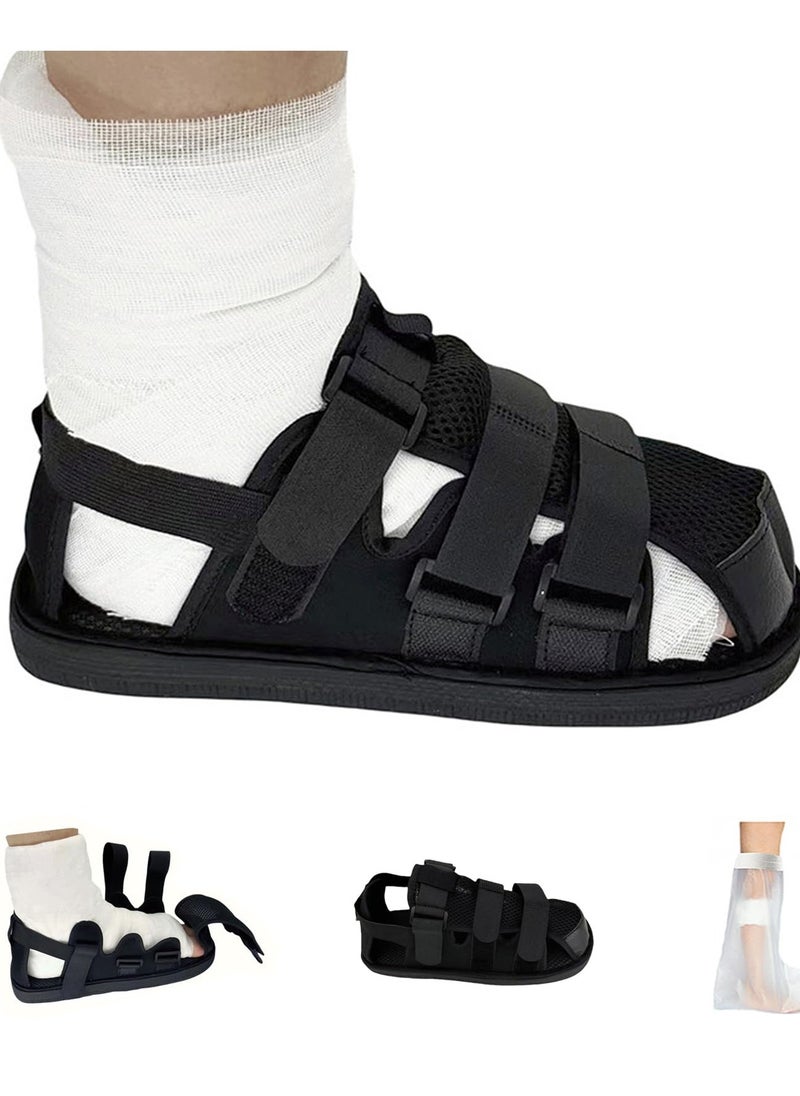 Excefore Post Op Shoe for Broken Foot, Adjustable Walking Boots Recovery Cast Shoe Covers, Universal for Both Left and Right Feet, Medical open-toe plaster shoes for Men or Women, M Size  - Image 1