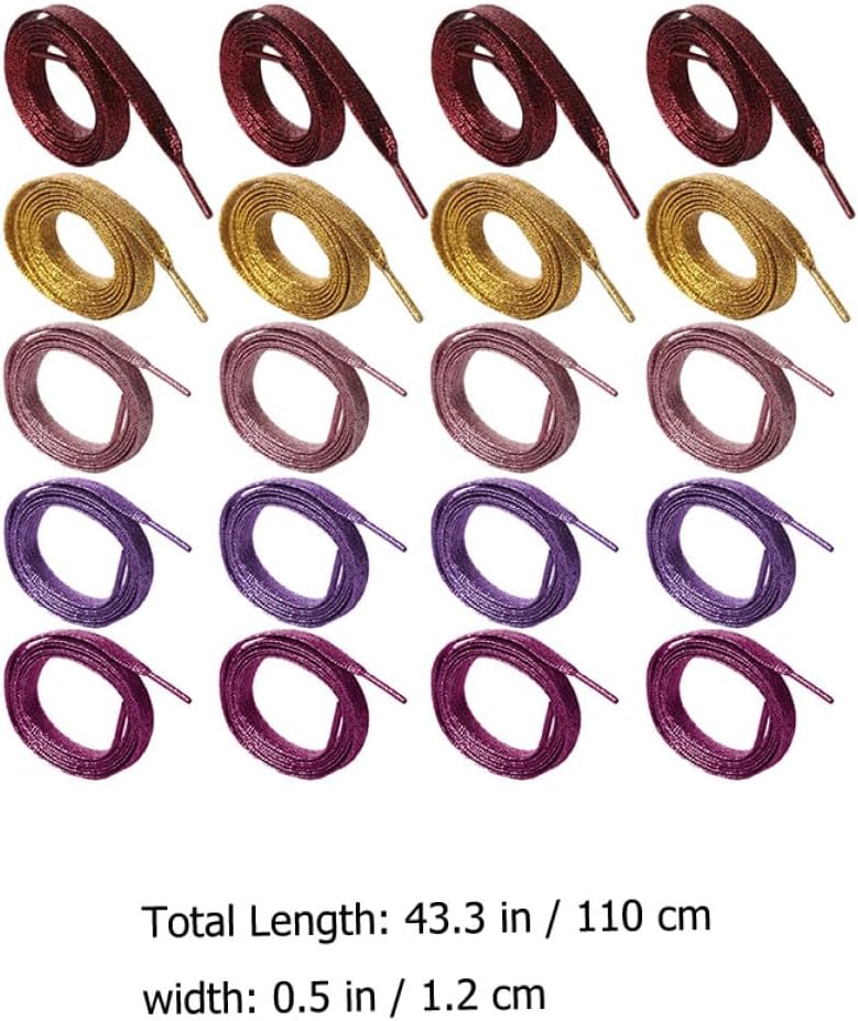 10 Pairs Glitter Decorative Shoe Laces Flat Colorful Shiny Shoelace Replacement for Sneakers and Athletic Shoes Set - Image 2