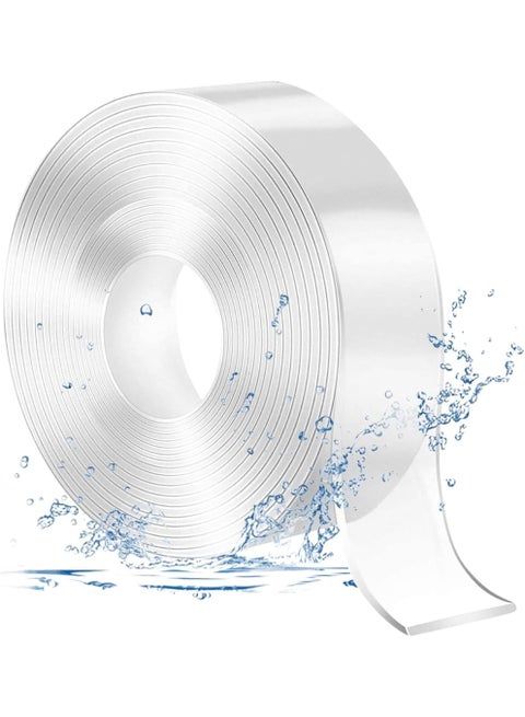 Double Sided Tape Heavy Duty, Nano Gel Washable Traceless Removable Mounting Tape, Clear Adhesive Sticky Tape Reuse Washable Waterproof Tape 20mm x 3M