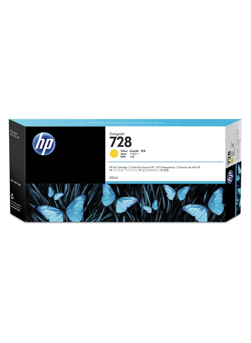 HP 728 300-ml Yellow DesignJet Ink Cartridge Yellow