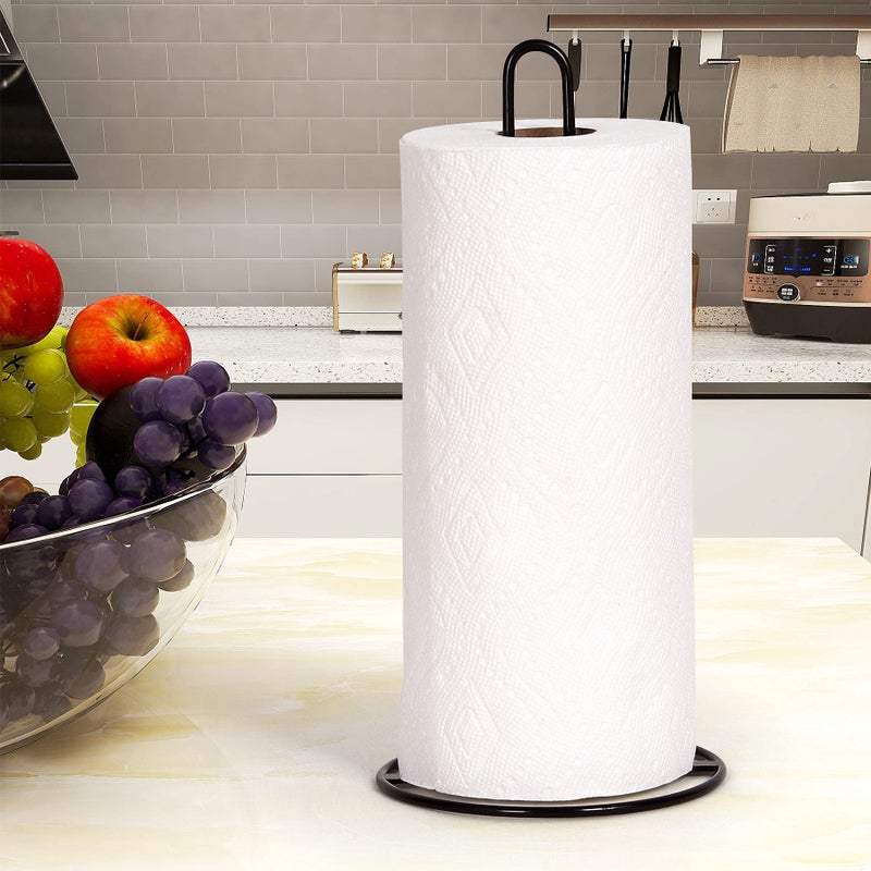 OBODING Paper Towel Holder Countertop, OBODING, Kitchen Paper Towel Stand Holder for Kitchen Organization and Storage, Paper Towel Holders for Standard and Large Size Rolls (Black) - Image 3