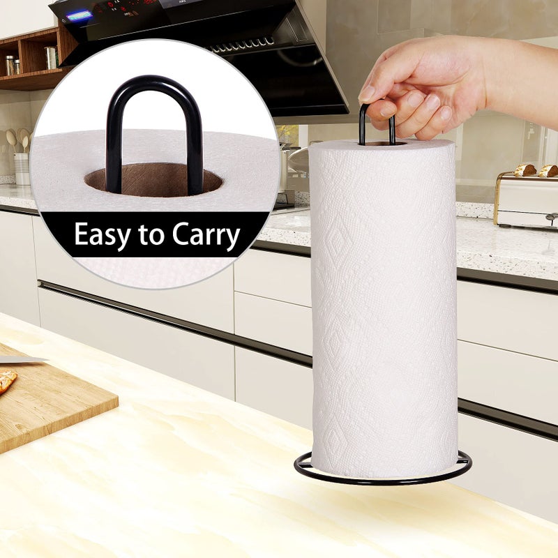 OBODING Paper Towel Holder Countertop, OBODING, Kitchen Paper Towel Stand Holder for Kitchen Organization and Storage, Paper Towel Holders for Standard and Large Size Rolls (Black) - Image 2