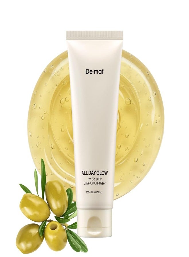 De:maf All Day Glow I'm So Jelly Olive Oil Cleanser(Tube, 76.8% Olive Oil, Jelly-like Makeup Remover for Pore Cleanse, Suitable for Sensitive Skin, Korean Skincare (150ml, 5.07, Fl Oz - Image 1
