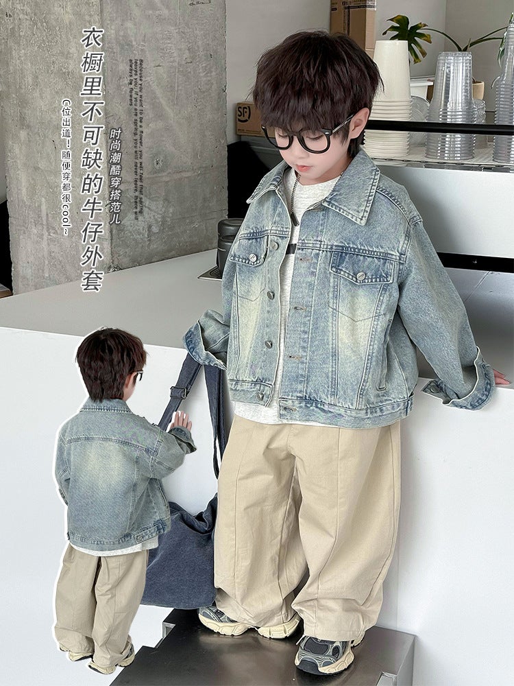 Boys' Outwears Spring Clothes Kidsren'S Spring & Fall Style Retro Clothes Boys Spring Fashionable Denim Clothes - Image 3