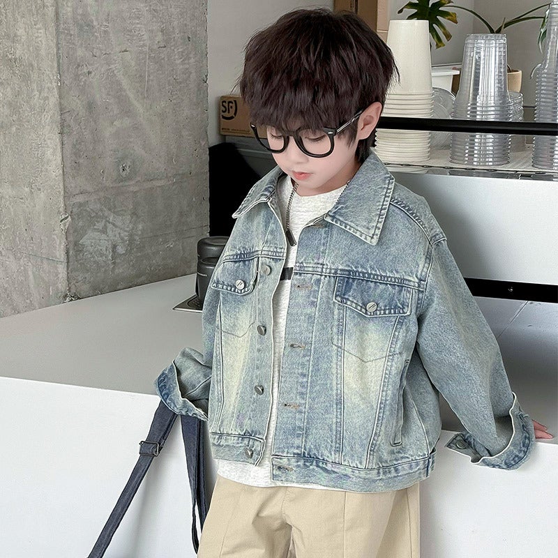 Boys' Outwears Spring Clothes Kidsren'S Spring & Fall Style Retro Clothes Boys Spring Fashionable Denim Clothes - Image 1