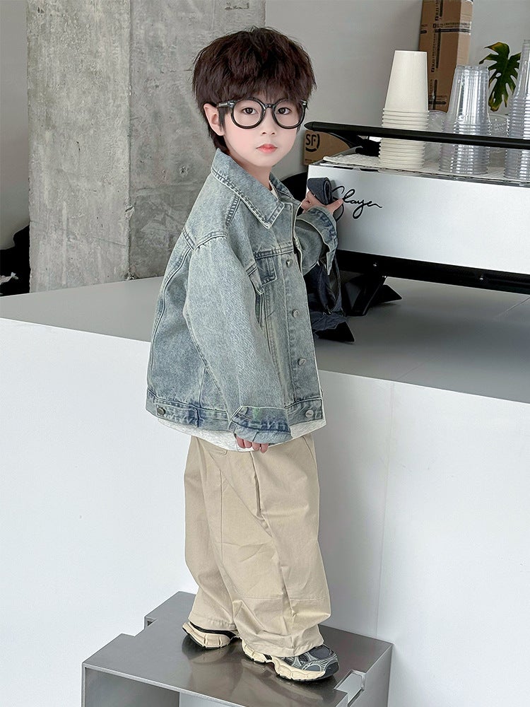 Boys' Outwears Spring Clothes Kidsren'S Spring & Fall Style Retro Clothes Boys Spring Fashionable Denim Clothes - Image 4