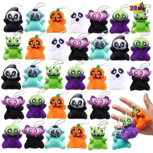 JOYIN 28 PCS Halloween Mini Plush Toy Assortment with 7 Characters Mini Halloween Plush Toy Bulk for Kids Trick or Treating Classroom Party Favors Supplies Prizes Goodie Bag Stuffers Fillers - Image 1