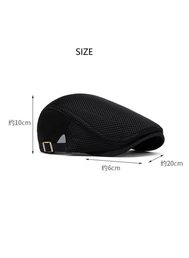 Mesh Newsboy Beret Cap Set, 2-Pack, Black & White, 100% Polyester, Breathable & Adjustable - Image 2