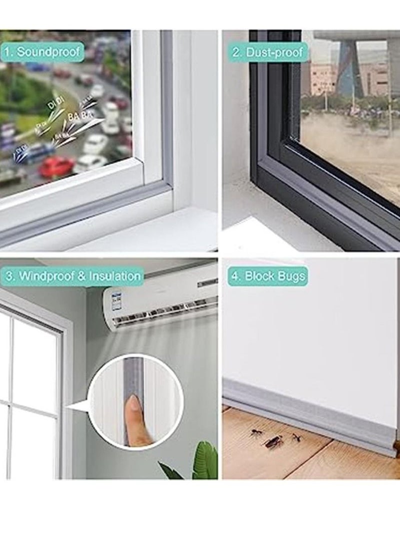 Generic - Draft Stopper Sweep, Door Weatherproofing Stripping, Window Seal Strip Self-adhisive Soundproof Seal Strip Cuttable Window Weather Stripping, Length 2M/78.7'' - Grey - Image 1