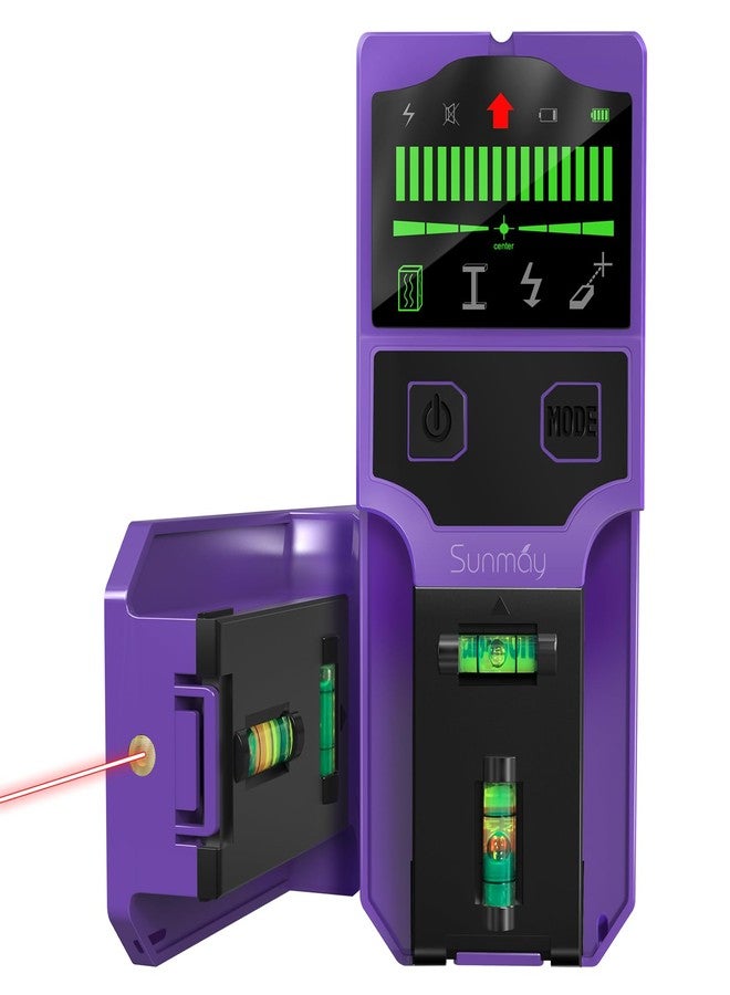 SUNMAY Stud Finder Wall Scanner - 7 in 1 Stud Detector Center Finder for Wood Metal AC Wire Joist Pipe Detection, Electronic Stud Sensor with Laser Level, LCD Display, Bubble Level & Ruler - Image 1